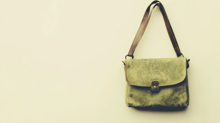 This image showcases a stylish olive green handbag featuring a brown strap. Perfect for daily use, this accessory blends elegance with practicality for any occasion.の素材