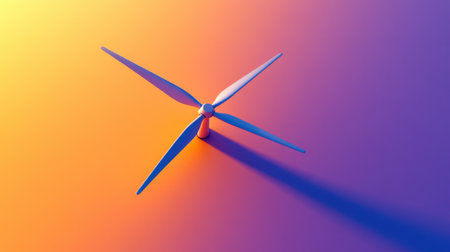 This image features an abstract representation of a wind turbine against a vibrant gradient background, highlighting themes of renewable energy and innovation.の素材