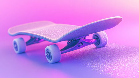 A vibrant skateboard rests on a mesmerizing gradient background, capturing the essence of modern urban culture and inspiring creativity. Perfect for lifestyle imagery.の素材