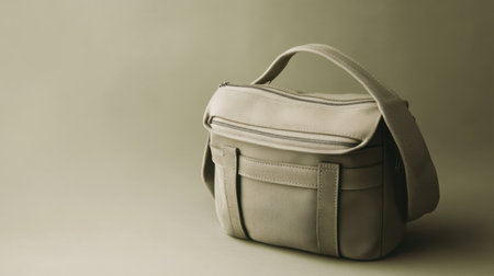 This image showcases a stylish beige bag with an adjustable strap, perfect for fashion enthusiasts. The minimalist design highlights its simple yet elegant features, making it suitable for various occasions.の素材