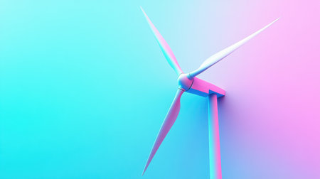 Vibrant illustration of a wind turbine set against a pastel gradient background. This artwork symbolizes modernity and sustainability in renewable energy.の素材