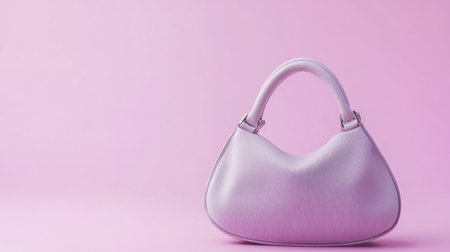 A beautiful pink handbag resting on a soft pink background, perfect for showcasing fashion trends or accessories in marketing campaigns.の素材
