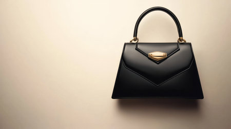A stunning black handbag elegantly displayed on a soft, light background, ideal for showcasing modern fashion and accessory trends in marketing visuals.の素材