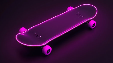 This vibrant neon pink skateboard features glowing lights that create an eye-catching appearance, ideal for urban settings and dynamic lifestyles.の素材
