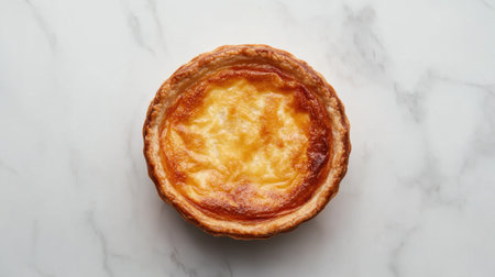 A beautifully arranged freshly baked pie featuring a flaky golden crust and creamy filling, perfect for any meal or gathering, showcased on marble.の素材
