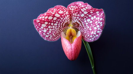 A stunning close-up of a pink orchid in full bloom, showcasing its intricate details and unique patterns. Perfect for floral lovers and artists.の素材