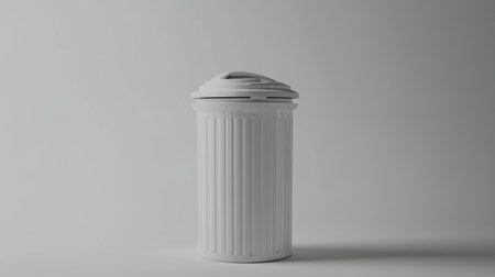 This image showcases a modern white trash can with a sleek design, perfect for enhancing minimalistic interiors while promoting cleanliness and organization.の素材
