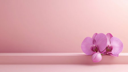 A serene composition featuring delicate pink orchid blossoms against a soft pink background, perfect for elegant home decor and artistic design.の素材