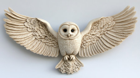 This stunning owl sculpture features intricately crafted details, showcasing finely designed feathers and expressive eyes, perfect for nature enthusiasts and art lovers.の素材