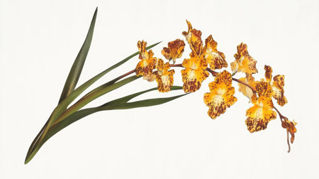 This stunning image features an exotic yellow orchid with intricate patterns, highlighting the beauty of nature and floral design. Perfect for art or decoration.の素材