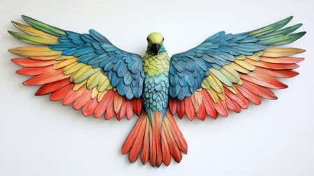 This stunning bird artwork showcases a vibrant design with intricate detailing and colorful wings, perfect for adding a bold statement to any space.の素材