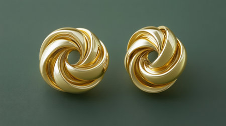 Discover these elegant gold spiral design earrings, featuring a unique twisted shape that adds a modern touch to any fashion ensemble. Perfect for various occasions.の素材