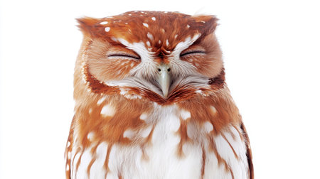 This image features a close-up of a delightful owl showcasing its soft feathers and enchanting expression, ideal for wildlife and nature themes.の素材