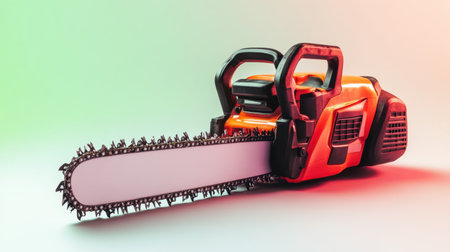 This electric chainsaw features a powerful design suitable for various gardening and woodworking tasks. It showcases detailed elements, ideal for professionals and DIY enthusiasts.の素材