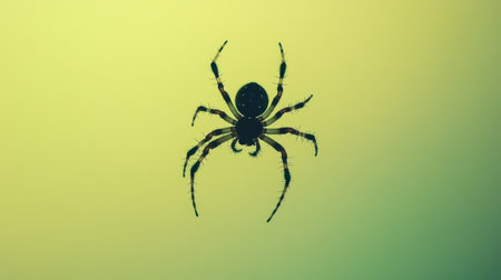 This image features a close-up silhouette of a spider against a gradient background, showcasing the beauty and intricacy of nature's creatures and their habitats.の素材