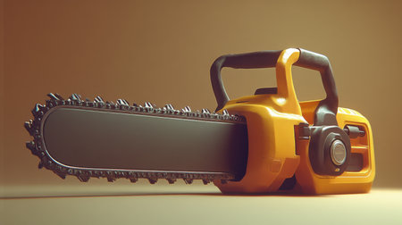 A visually striking electric chainsaw featuring a sleek design and ergonomic handle, ideal for various cutting tasks in gardening and woodworking.の素材