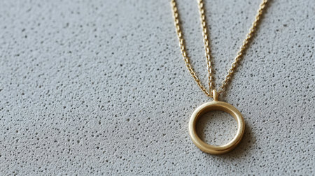 Discover a stunning gold pendant necklace displayed on a textured stone surface. A perfect blend of elegance and minimalism for any fashion enthusiast looking to elevate their style.の素材