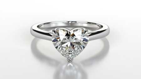 This stunning heart-shaped diamond ring features a brilliant centerpiece on a sleek silver band, embodying elegance and romance for special occasions.の素材
