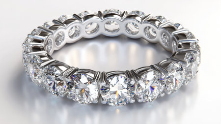 This exquisite silver band ring features a stunning array of sparkling diamonds that create a luxurious statement. Perfect for any special occasion.の素材