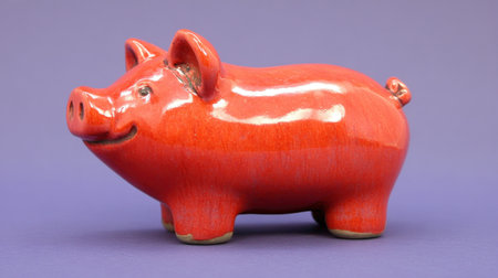 This cheerful red piggy bank figurine captures attention with its playful design and smooth finish, perfect for engaging financial savings discussions.の素材