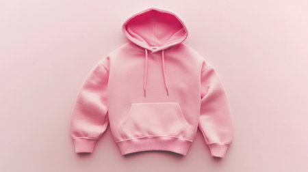 A cozy pink hoodie displayed on a soft pastel background, ideal for showcasing fashion apparel. Great for creative projects focused on comfort and style.の素材