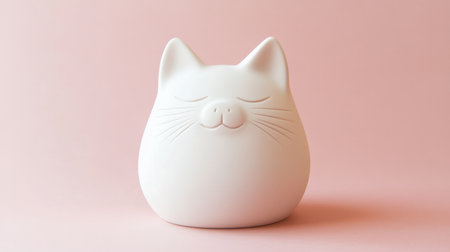 This delightful simple white cat figure features a happy expression and minimalistic design, perfect for adding charm to any space or as a thoughtful gift.の素材