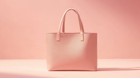 This elegant pink tote bag is styled against a soft pink backdrop, showcasing a modern and minimalist approach to fashion accessories. Ideal for branding and promotional use, this image highlights simplicity and sophistication in design.の素材