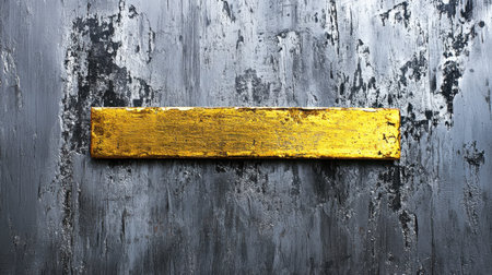 A striking image featuring a gold bar resting on a textured gray metallic surface, ideal for creating a modern and luxurious backdrop for various designs.の素材