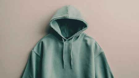 This image features a cozy hoodie resting against a soft pastel background, perfect for showcasing casual fashion or minimalist aesthetics.の素材