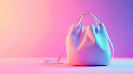 This image showcases a modern and stylish handbag with a soft texture captivatingly set against a vibrant gradient background, emphasizing elegance and minimalism.の素材