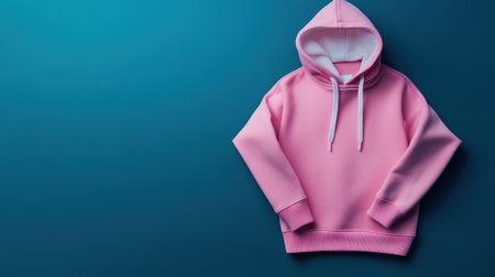 A soft pink hoodie styled against a vibrant teal background, emphasizing its cozy design and perfect fit for casual outings or sports activities.の素材