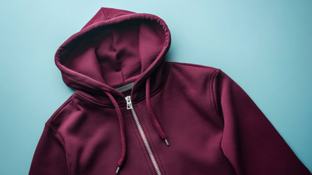 This maroon hoodie features a front zipper and drawstrings, perfect for adding a trendy yet comfortable touch to any casual outfit. Ideal for various occasions.の素材