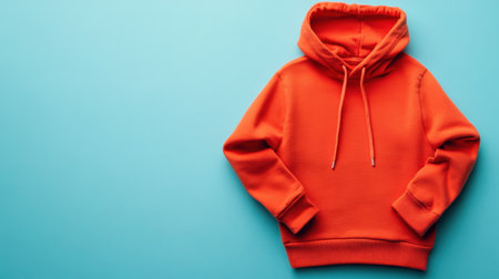 This image features a cozy orange hoodie beautifully presented against a vibrant blue background, perfect for showcasing casual fashion and apparel ideas.の素材