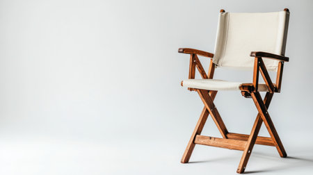Discover an elegant wooden folding chair featuring a cream fabric seat, perfect for enhancing any space with its minimalist style and classic design.の素材