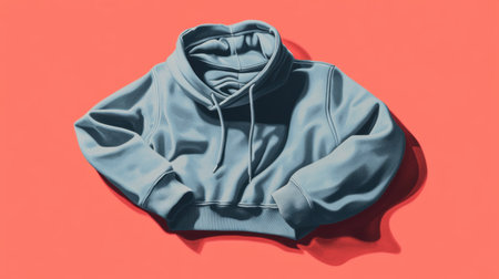 Capture the essence of modern fashion with this stylish lightweight hoodie set against a vibrant coral background, ideal for advertising and inspiration.の素材