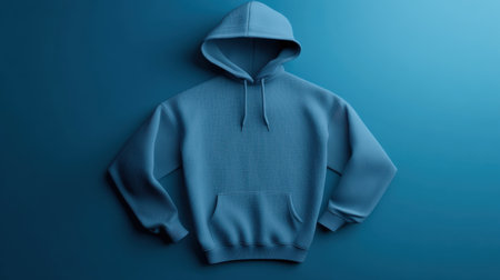 A stylish blue hoodie showcased against a solid background, ideal for fashion shoots, clothing promotions, and casual lifestyle imagery.の素材