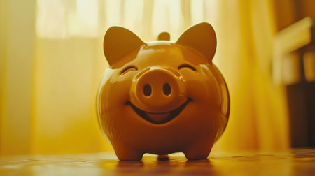 This vibrant yellow piggy bank radiates joy and positivity, symbolizing savings and financial dreams. Ideal for concepts related to budgeting and finance.の素材