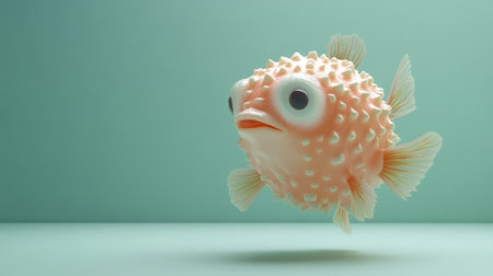 This charming cartoon puffer fish, with its playful expression and bright colors, brings joy to any creative project. Perfect for aquatic themes!の素材