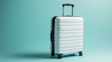 This stylish hard shell luggage features a modern design perfect for travel enthusiasts. Its sleek shape and durable build make it ideal for various journeys.の素材
