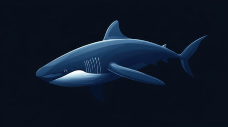 This artistic illustration captures the essence of a powerful shark gliding through tranquil ocean waters, embodying grace and strength in nature.の素材