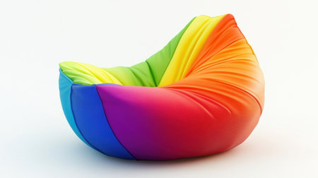 This vibrant bean bag chair showcases a beautiful rainbow design, perfect for adding a playful touch to any modern interior or casual space.の素材