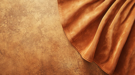 This stock photo features an elegant drapery of textured fabric in warm tones, perfect for use in interior design, fashion, or artistic projects.の素材