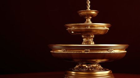 This stunning golden fountain features three tiers adorned with intricate details, creating an air of luxury and elegance, perfect for enhancing any space.の素材