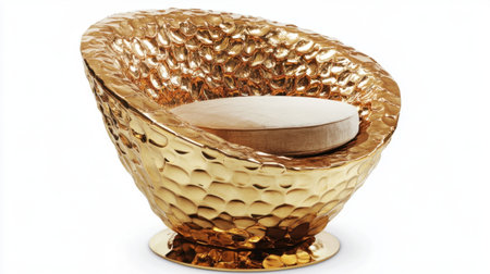 This striking modern armchair features a unique gold honeycomb texture that adds elegance and luxury to any interior space. Perfect for stylish dの素材