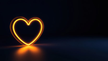 A glowing heart shape radiates warmth and love against a dark backdrop, creating a captivating and romantic atmosphere ideal for various creative projects.の素材