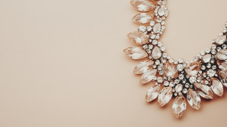 This stunning necklace features clear crystals and rose gold accents, showcasing a blend of elegance and modern design against a soft neutral backdrop.の素材