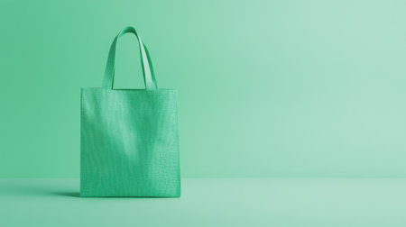 This image features a stylish green tote bag set against a minimalist background, highlighting sustainable living and shopping practices. Perfect for eco-conscious consumers.の素材