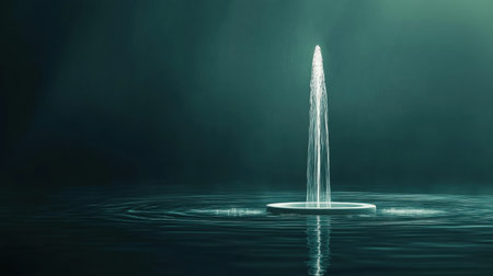 A striking image of a water fountain creating a stunning spray, set against a tranquil backdrop. Soft light enhances the serene atmosphere, evoking peace.の素材
