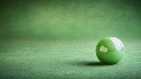 A captivating green marble sphere rests on a softly textured surface, creating a serene and minimalist composition that enhances any artistic design.の素材