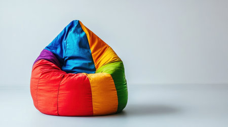 A vibrant and colorful bean bag chair adds playful character to any modern minimalist space, offering comfort and a unique aesthetic for relaxation.の素材
